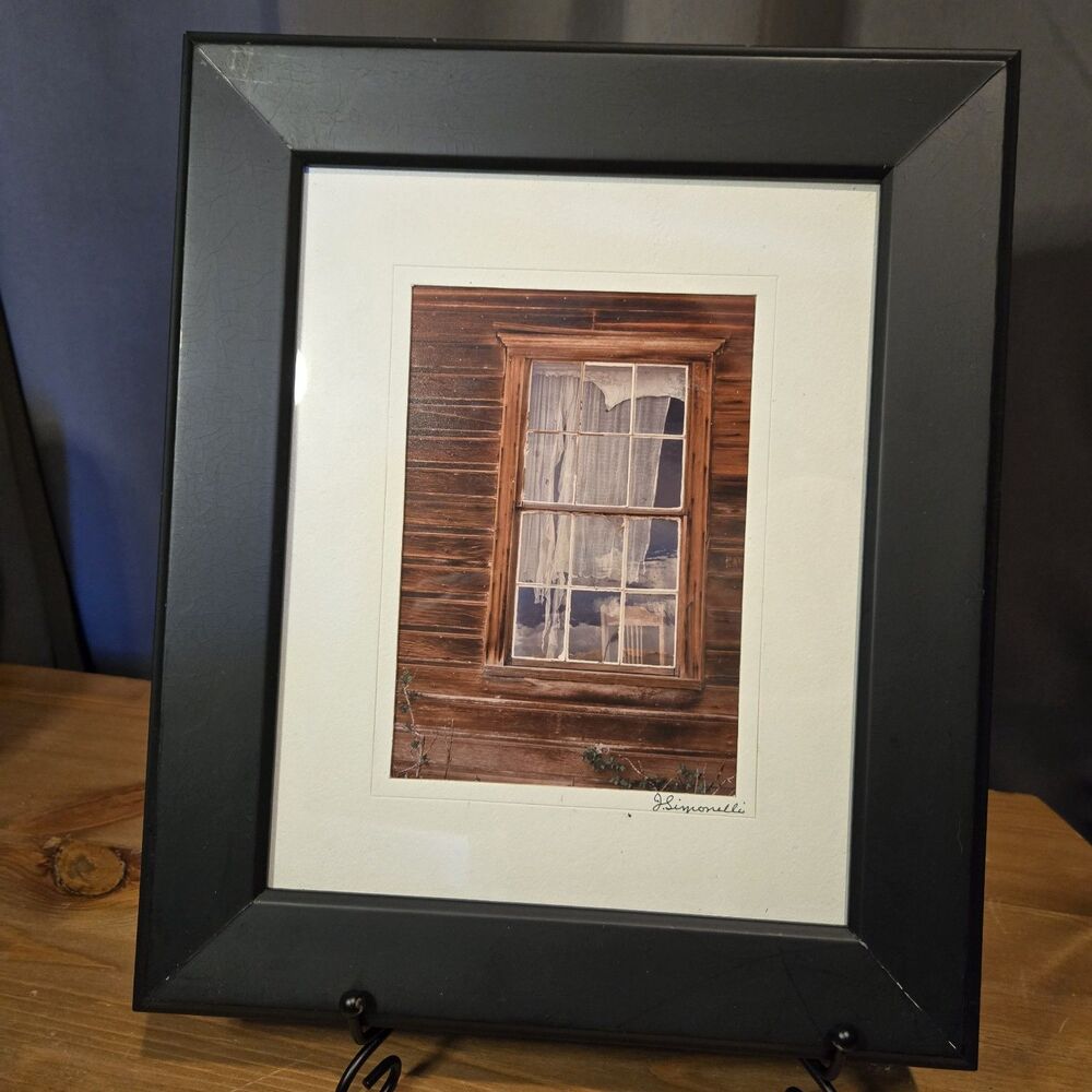 J Simonelli Signed Matted Framed Photo Rustic Window, Architectural Vtg 80s 90s